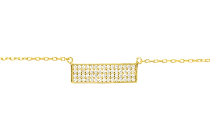 [08898C382ZBL] Silver 925 necklaces cz 38+5cm rhodium (Gold plated)