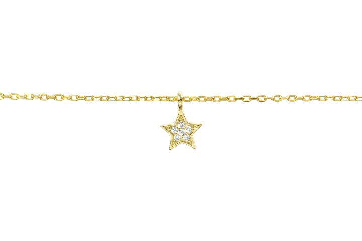 [08902C382ZBL] Silver 925 star necklaces cz 38+5cm rutenium plated (White, Gold plated)
