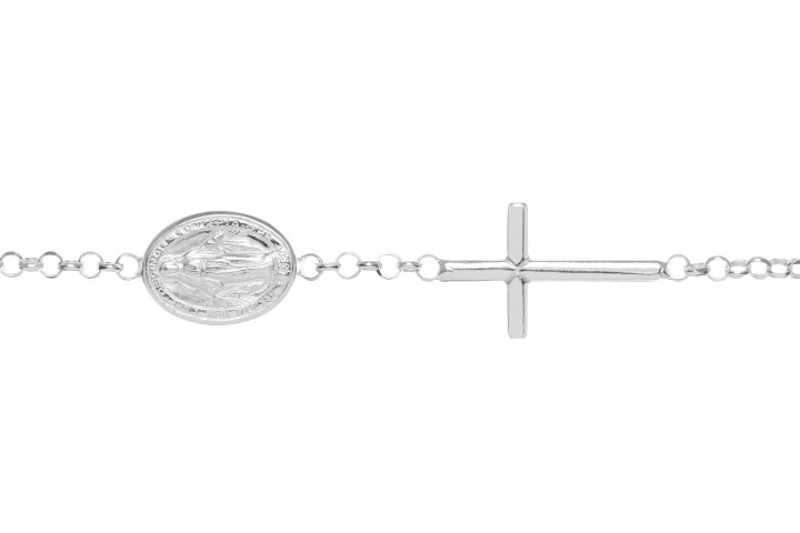 Collar plata 925 cruz y virgen cadena 