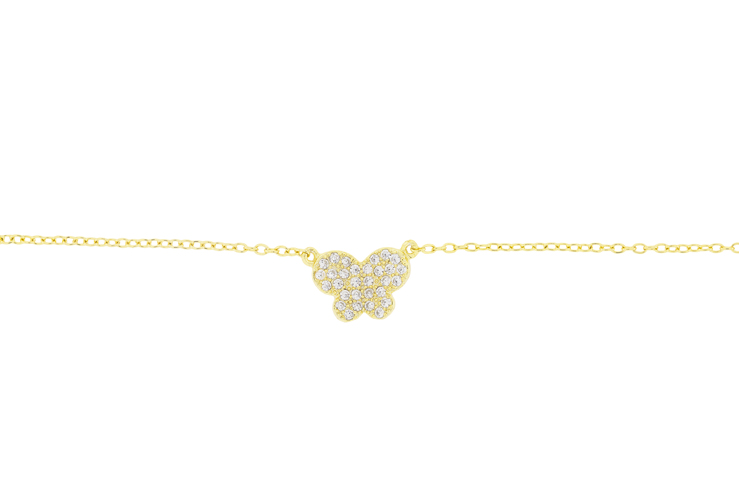 [09223C382ZBL] Silver 925 necklace cz butterf 38+5cm rhodium (Gold plated)