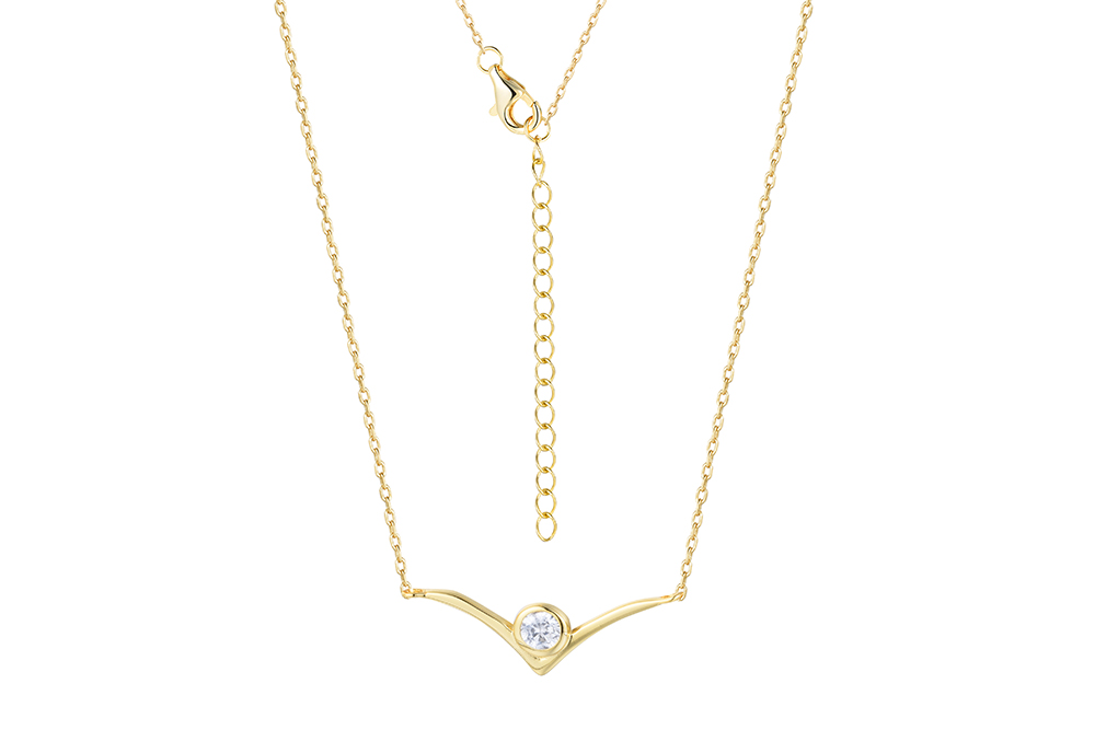 [09249C382ZBL] Sterling silver zirconia necklace (Gold plated)