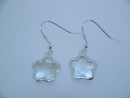 Pendiente plata 925 flor gancho hippie 