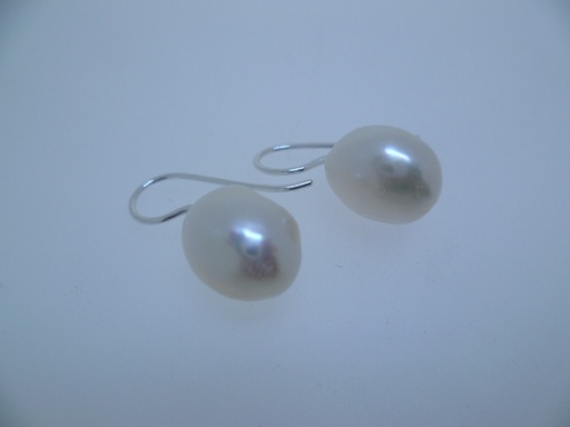 [024360000PBL] Pendiente plata lisa perla barroca 11mm 