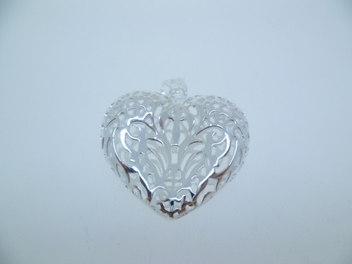 Colgante plata lisa corazón calado 