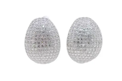 [055230001ZBL] Sterling silver oval earrings with microsetting cubic zirconia