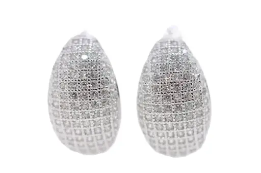 [055250001ZBL] Sterling silver oval earrings with microsetting cubic zirconia