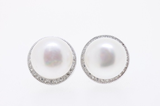[057740001ZPB] Earring silver 925 microsetting pearl