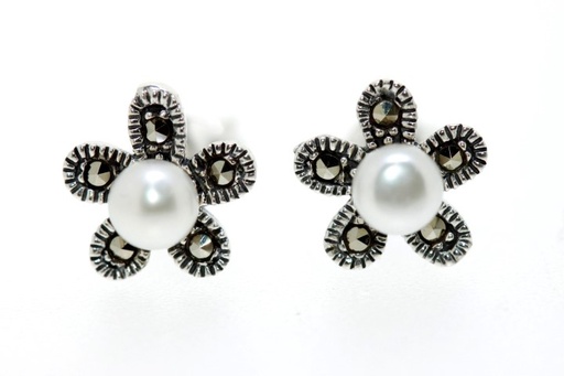 [059470000MPB] Pendiente plata 925 marquesita perla flor 