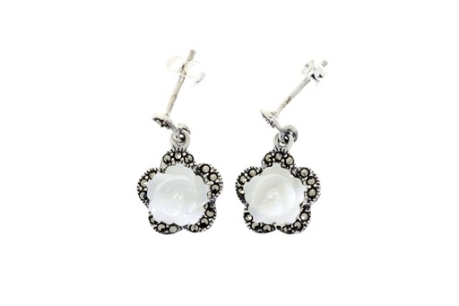 Pendiente plata 925 marquesita rosa 