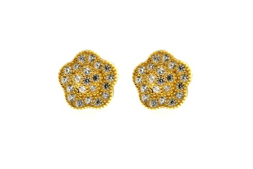 Pendiente plata 925 microsetting zirconita flor 