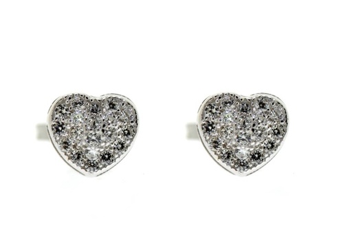 Silver 925 microsetting earring cz heart