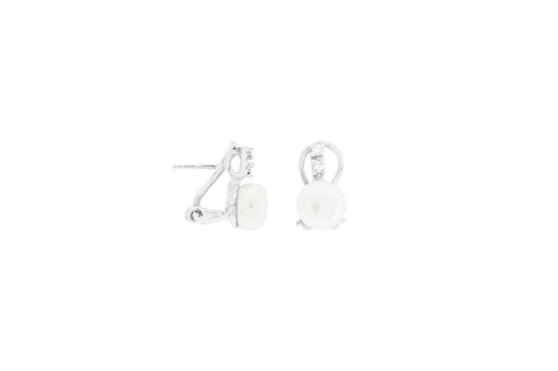 [071410001ZPB] Silver omega clip earring  shell pearl
