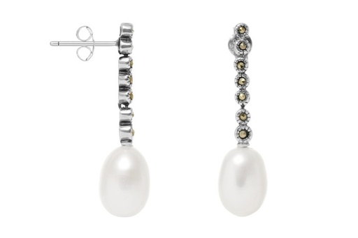 [077080006MPB] Pendiente plata 925  marquesita y  perla 