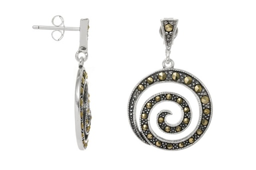 [077090006MAR] Pendiente plata 925  marquesita espiral 