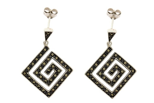 [077110006MAR] Pendiente plata 925  marquesita espiral cuadrado 