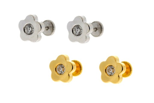 Silver 925 cz flower baby earring