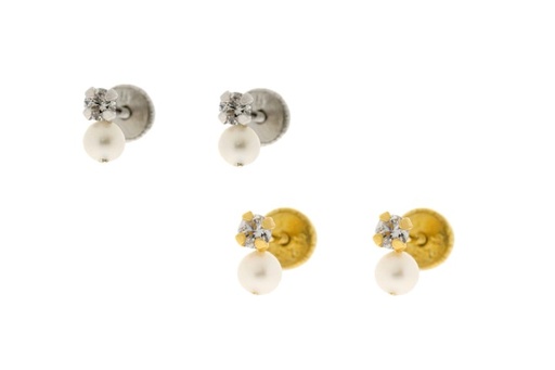 Silver 925 pearl & cz baby earring