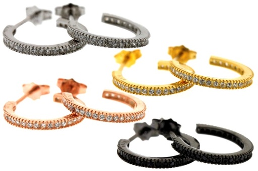 Pendiente aro plata 925 zirconita 