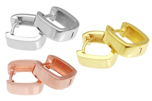 Sterling silver squared hoop earring