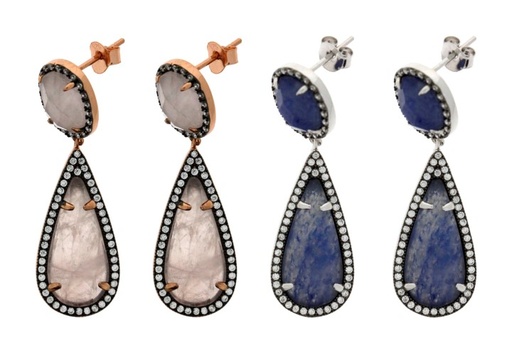 Pendiente plata 925 piedra semi preciosa & cz