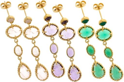 Pendiente plata 925 piedras semipreciosas 