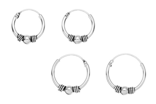 [0817514000OX] Silver 925 earring hoop bali 15mm
