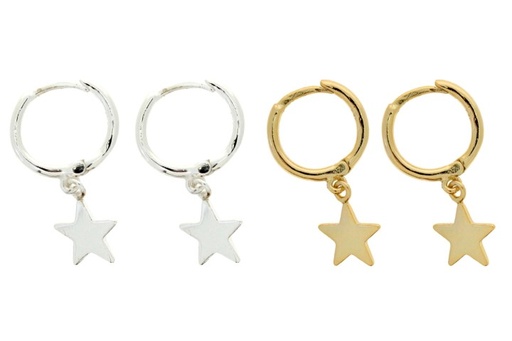 Pendiente plata 925 aro estrella