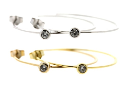 Pendiente plata 925 aro cz montura rusa 