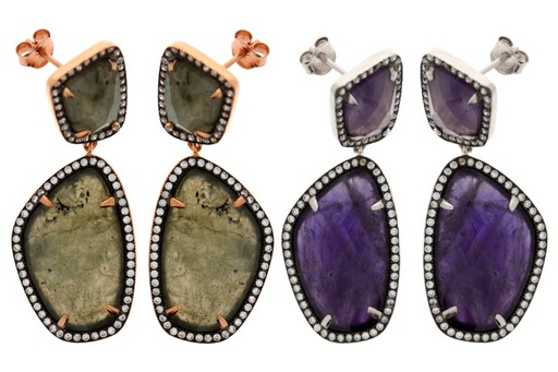 Silver 925  semi precious stone cz earring