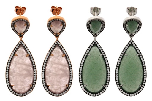 Pendiente plata 925 piedra semi preciosa & cz 