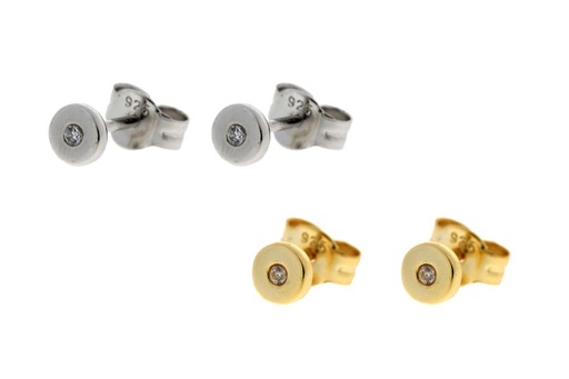 Pendiente plata 925 zirconita redondo 