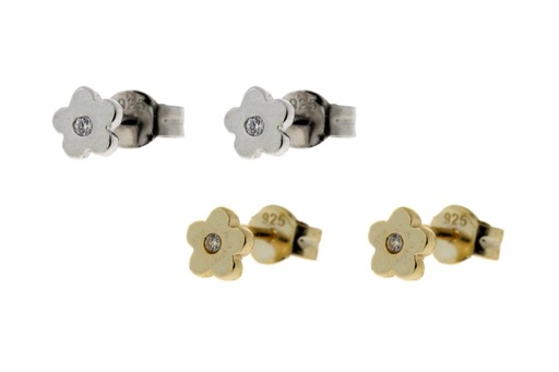 Silver 925 earring cz flower