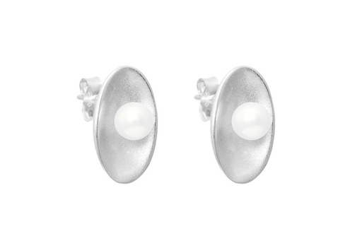 [084370000PBL] Pendiente plata 925 ovalo con perla cultivada 