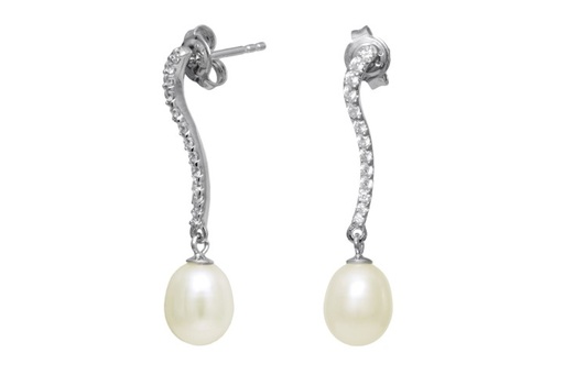 [086100001ZPB] Silver 925 fresh water pearl with cz earring