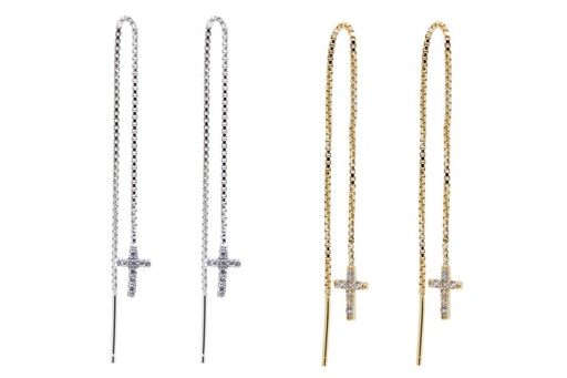 Silver 925 cz cross earring