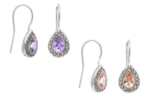 Pendiente plata 925  marquesita con zirconita 