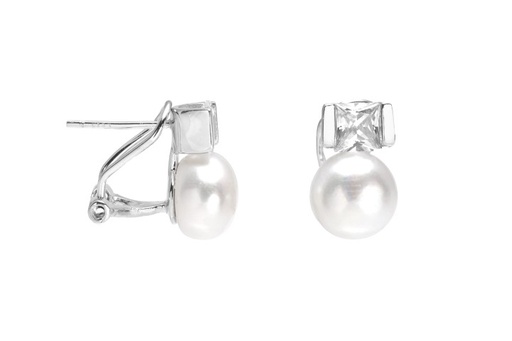[088210001ZPB] Silver 925 fresh water pearl with cz earring