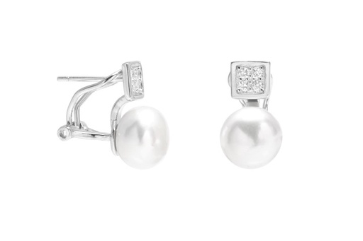 [088280001ZPB] Silver 925 fresh water pearl with cz earring