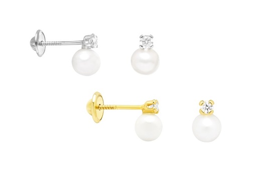 Silver 925 baby pearl & cz earring
