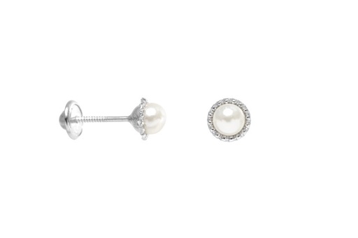 [088510001PBL] Silver 925 pearl baby earring