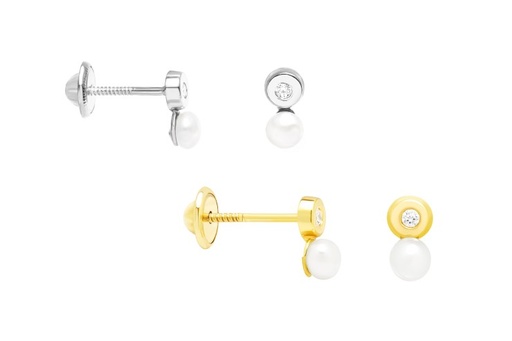 Silver 925 baby pearl & cz earring