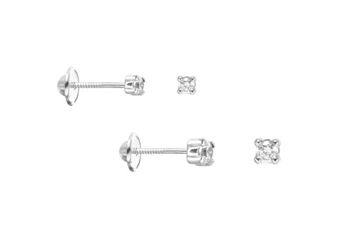 Pendiente plata 925 zirconita cuatro grapas rosca