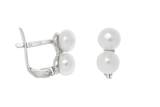 [092130001PBL] Pendiente plata 925 tu y yo perla cult. c. catalan 