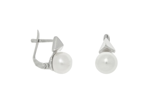 [092140001PBL] Silver leverback earwires with pearl