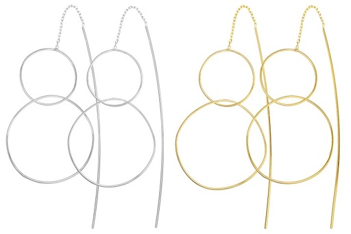 Pendiente plata 925 pasante circulos con cadena