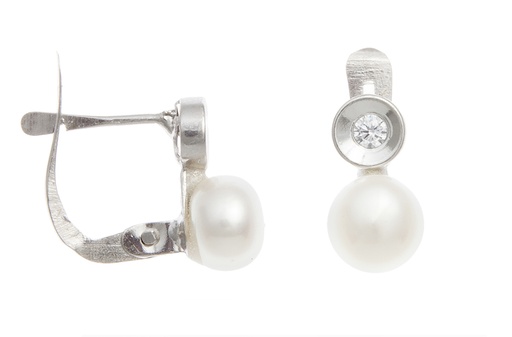 [097740001ZPB] Silver 925 earring fresh water pearl 5mm & cz
