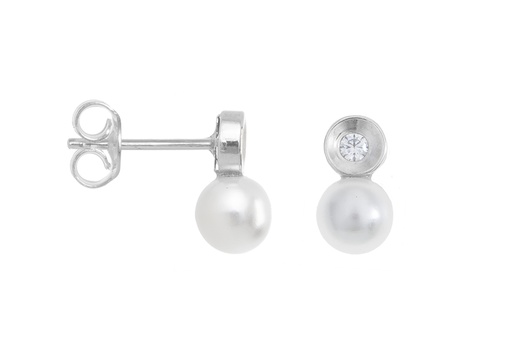 [097750001ZPB] Silver 925 earring fresh water pearl 5mm & cz