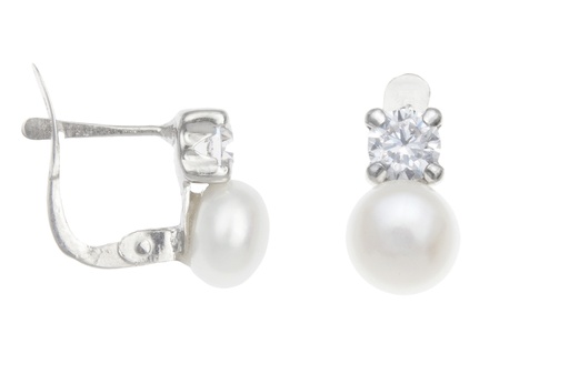 [097830001ZPB] Silver 925 earring fresh water pearl 6mm & cz