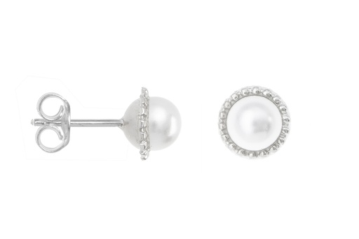 [098020001PBL] Silver earring fresh water pearl