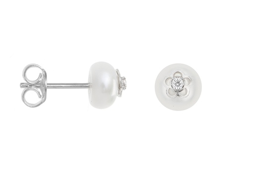 [098030001PBL] Silver earring fresh water pearl